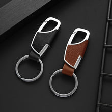 Load image into Gallery viewer, Jewelry Metal Keychain Men's Leather Car Simple Leather and Metal Alloy Buckle Men's Black Car Keychain