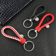 Load image into Gallery viewer, Braided Leather Keychain Handmade Woven Key Chain DIY Pendant Car Key Ring Keychains For Men Women Small Gift Jewelry