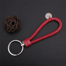 Load image into Gallery viewer, Braided Leather Keychain Handmade Woven Key Chain DIY Pendant Car Key Ring Keychains For Men Women Small Gift Jewelry