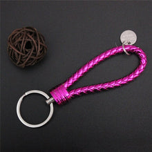 Load image into Gallery viewer, Braided Leather Keychain Handmade Woven Key Chain DIY Pendant Car Key Ring Keychains For Men Women Small Gift Jewelry