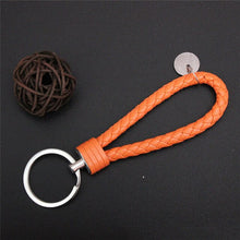 Load image into Gallery viewer, Braided Leather Keychain Handmade Woven Key Chain DIY Pendant Car Key Ring Keychains For Men Women Small Gift Jewelry