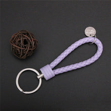 Load image into Gallery viewer, Braided Leather Keychain Handmade Woven Key Chain DIY Pendant Car Key Ring Keychains For Men Women Small Gift Jewelry