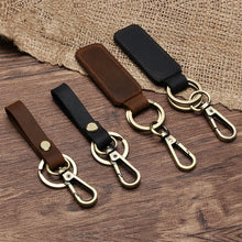 Load image into Gallery viewer, Genuine Leather Women Small Gift Retro Handmade Purse Keychain Car Key Ring Holder Wallet Arts and Crafts for Men