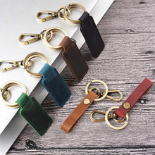 Load image into Gallery viewer, Leather Keychain Pocket for Car Keys Clip Ring Women Men Handmade Accessories DIY Gift 2019 New Solid Brown