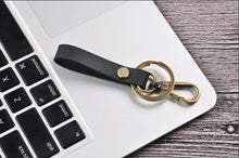 Load image into Gallery viewer, Leather Keychain Pocket for Car Keys Clip Ring Women Men Handmade Accessories DIY Gift 2019 New Solid Brown