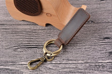 Load image into Gallery viewer, Leather Keychain Pocket for Car Keys Clip Ring Women Men Handmade Accessories DIY Gift 2019 New Solid Brown