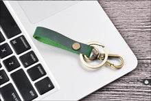 Load image into Gallery viewer, Leather Keychain Pocket for Car Keys Clip Ring Women Men Handmade Accessories DIY Gift 2019 New Solid Brown