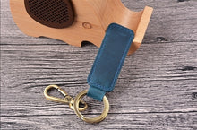 Load image into Gallery viewer, Leather Keychain Pocket for Car Keys Clip Ring Women Men Handmade Accessories DIY Gift 2019 New Solid Brown